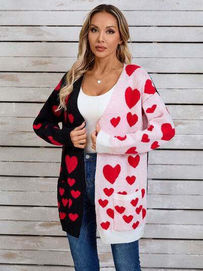 Angel Wings Heart Open Front Long Sleeve Cardigan - Hovatok