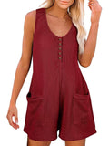 Full Size Pocketed Scoop Neck Sleeveless Romper - Hovatok