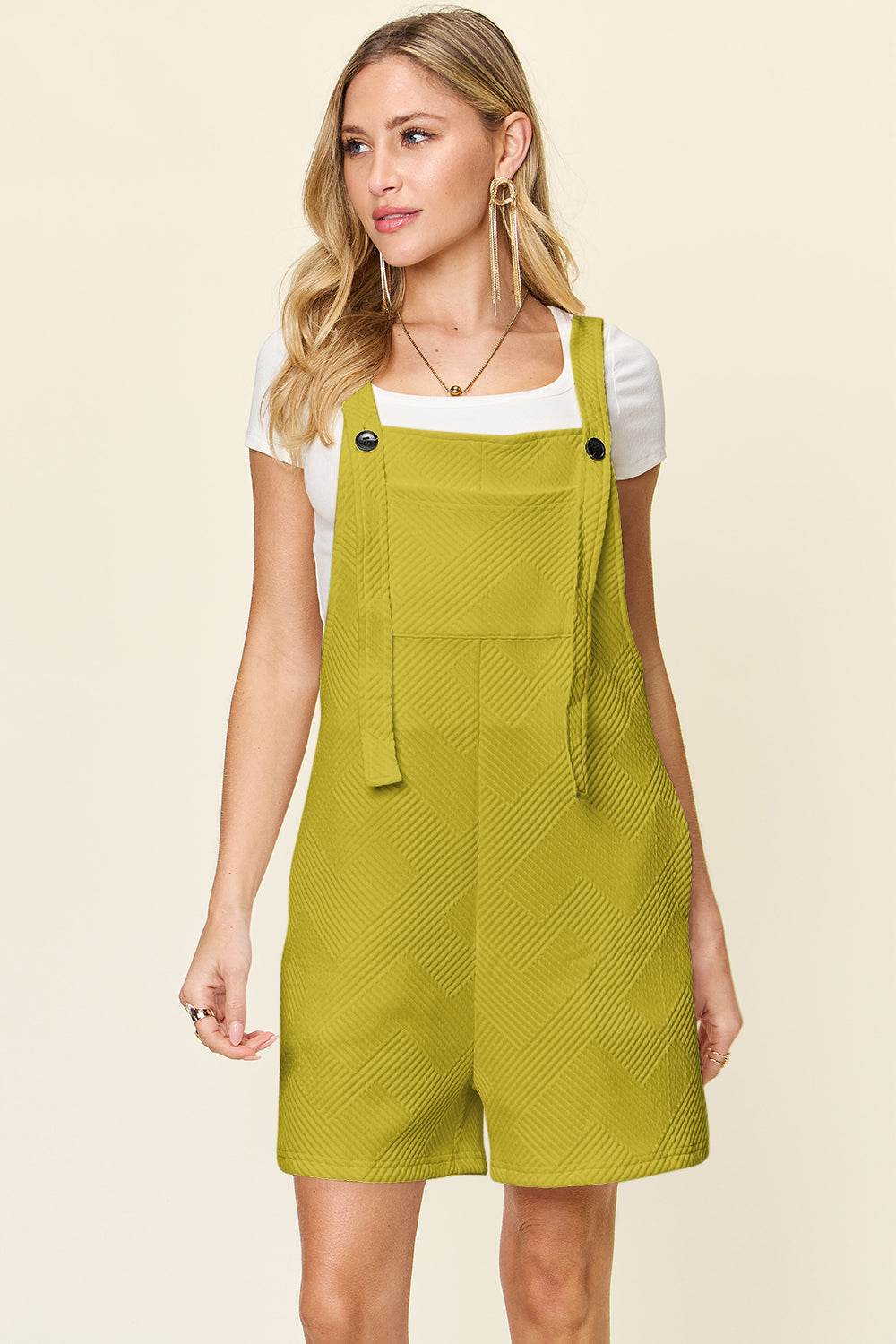 Double Take Full Size Texture Sleeveless Romper - Hovatok