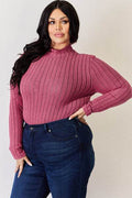 Basic Bae Full Size Ribbed Mock Neck Long Sleeve T-Shirt - Hovatok