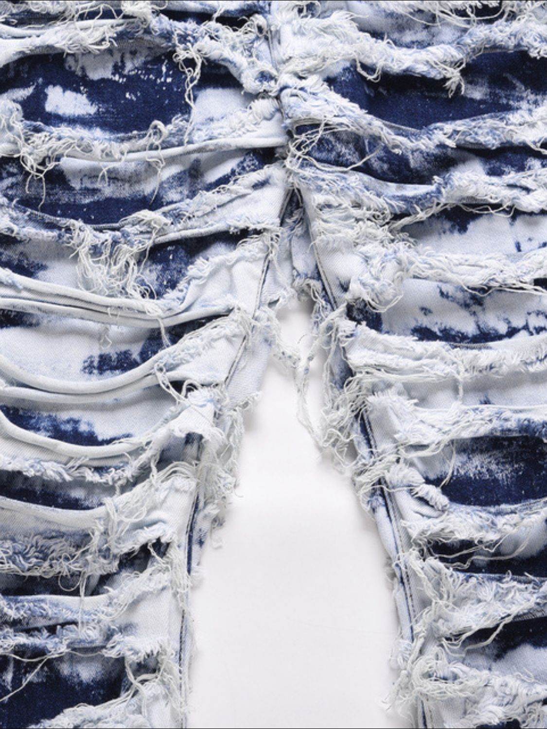 Men's Distressed Raw Hem Straight Jeans - Hovatok
