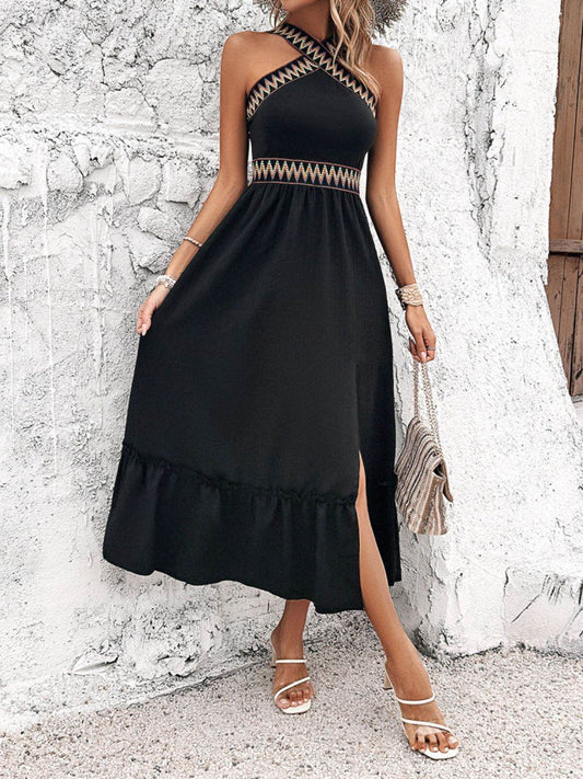Devine Ruffled Slit Sleeveless Midi Dress - Hovatok