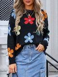 Angel Wings Flower Round Neck Long Sleeve Sweater - Hovatok