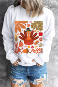 Graphic Round Neck Long Sleeve Sweatshirt - Hovatok