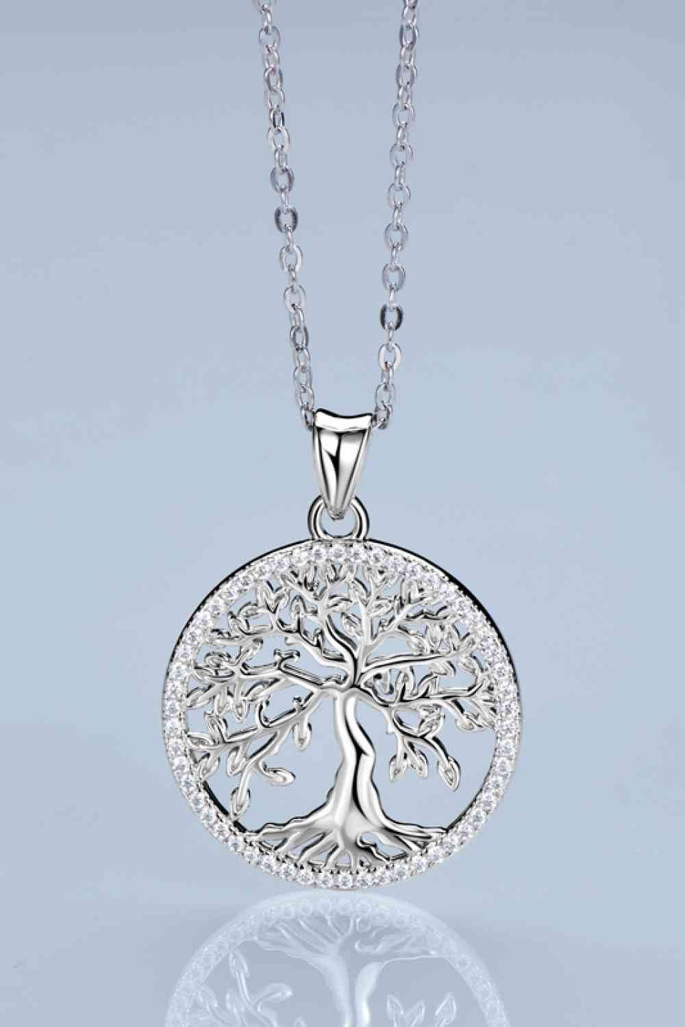 Adored 925 Sterling Silver Moissanite Tree Pendant Necklace - Hovatok