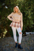 And The Why Full Size Double Layered Plaid Contrast Sweatshirt - Hovatok