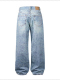 Men's Washed Rhinestone Print Jeans - Hovatok