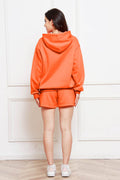 Drop Shoulder Long Sleeve Hoodie and Shorts Set - Hovatok