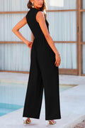 Mock Neck Sleeveless Wide Leg Jumpsuit - Hovatok
