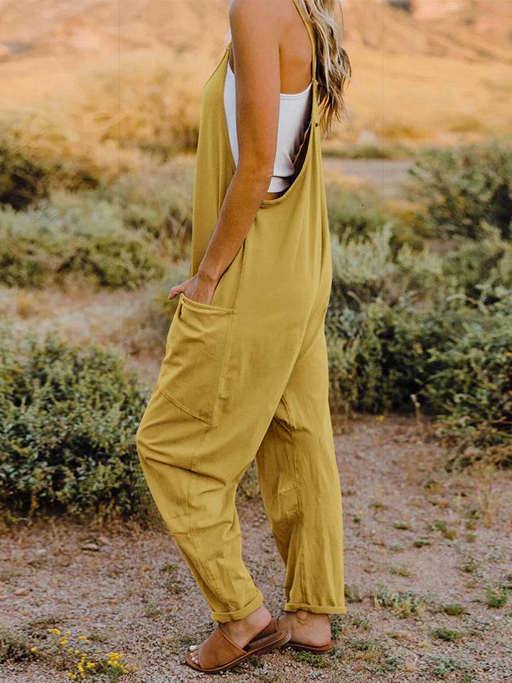 Double Take Full Size Sleeveless V-Neck Pocketed Jumpsuit - Hovatok