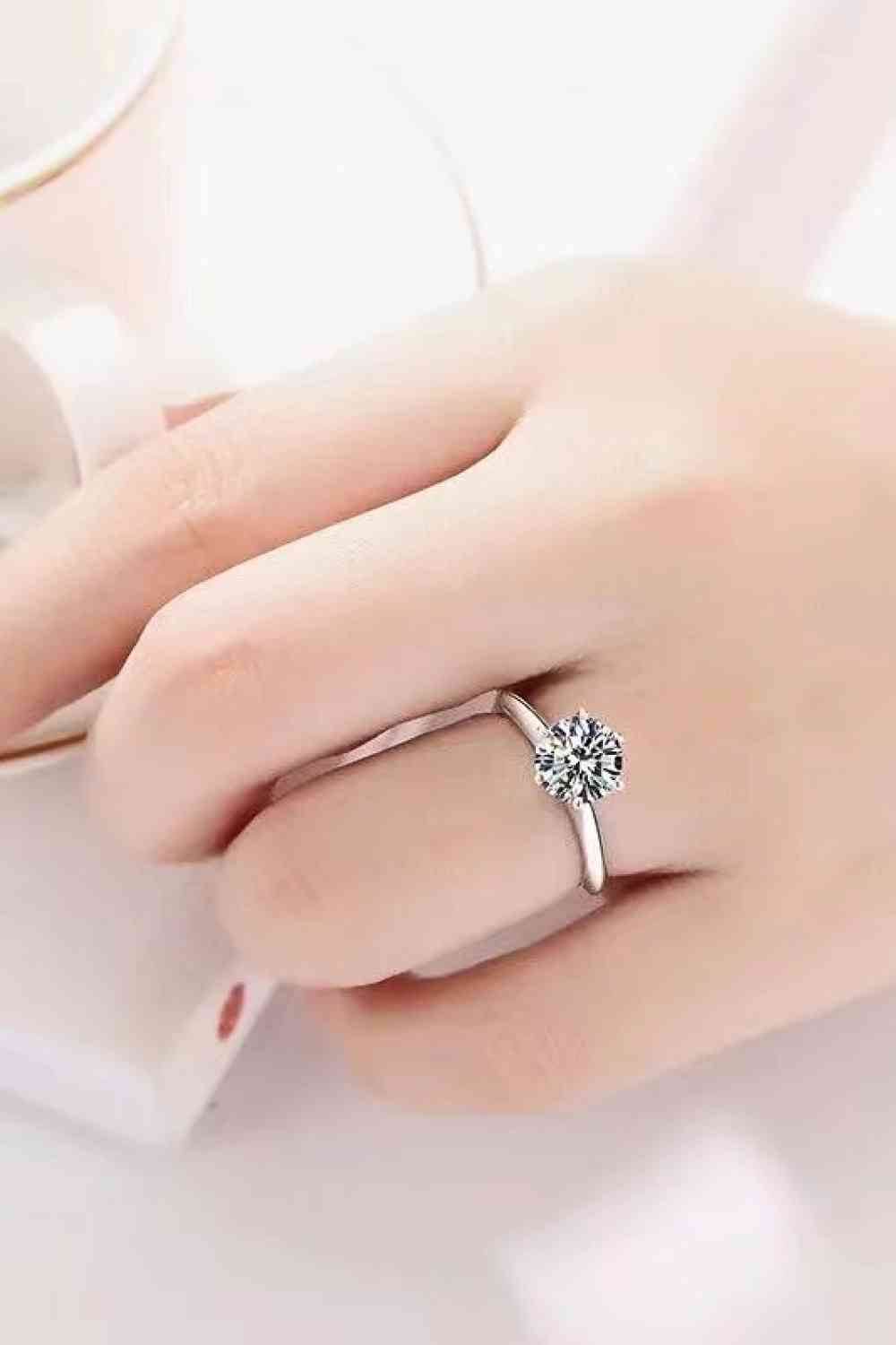 Adored 925 Sterling Silver 3 Carat Moissanite 6-Prong Ring - Hovatok