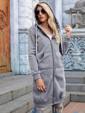 Ivy Lane Full Size Zip-Up Longline Hoodie with Pockets - Hovatok