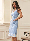 Distressed Raw Hem V-Neck Sleeveless Denim Dress - Hovatok