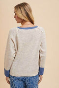 Annie Wear Contrast Trim Button Down Raglan Sleeve Cardigan - Hovatok