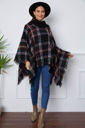 Shiny Turtleneck Plaid Raw Hem Sweater - Hovatok