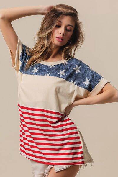 BiBi American Flag Theme Short Sleeve T-Shirt - Hovatok