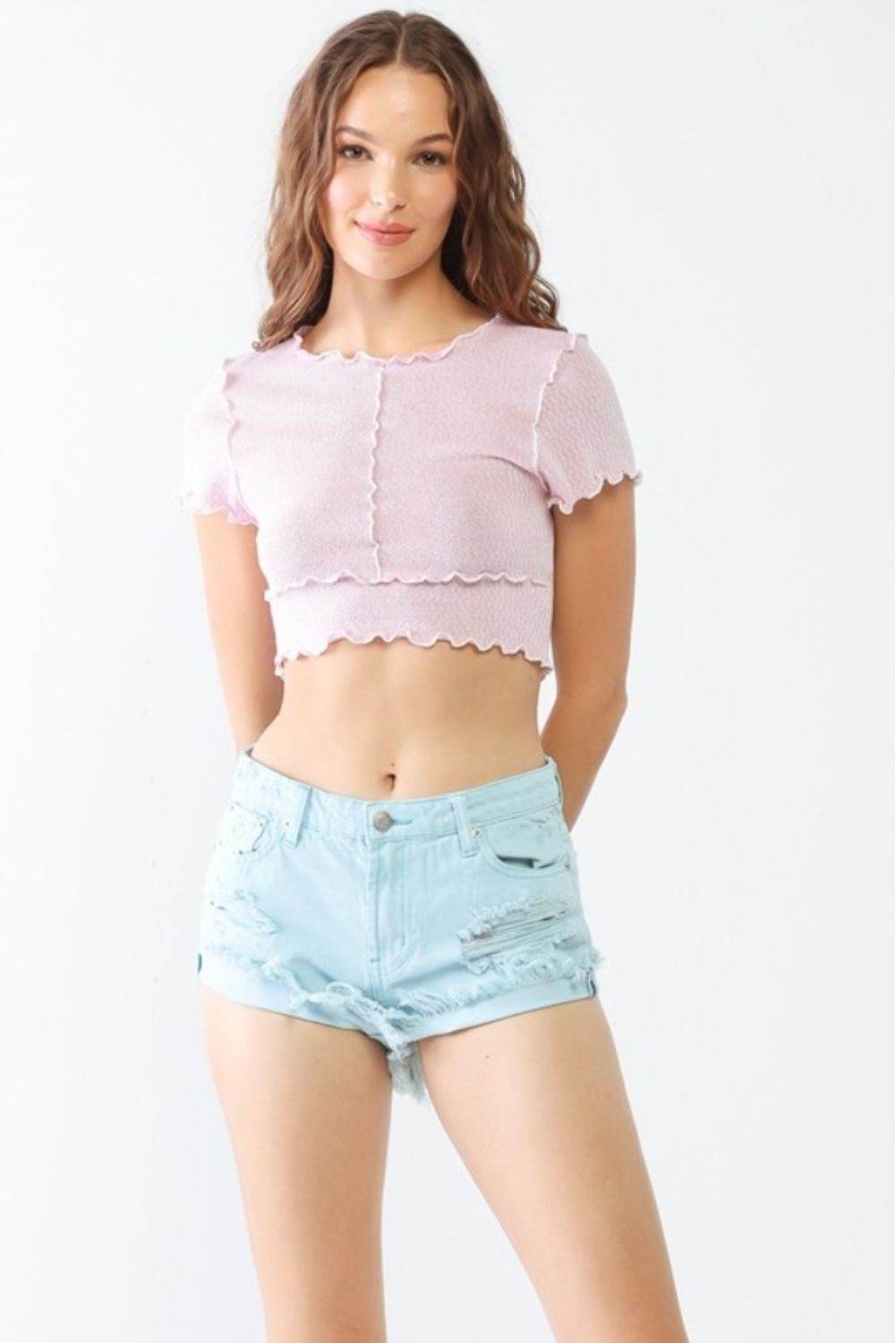 LITZ LA Distressed Ripped Denim Shorts - Hovatok