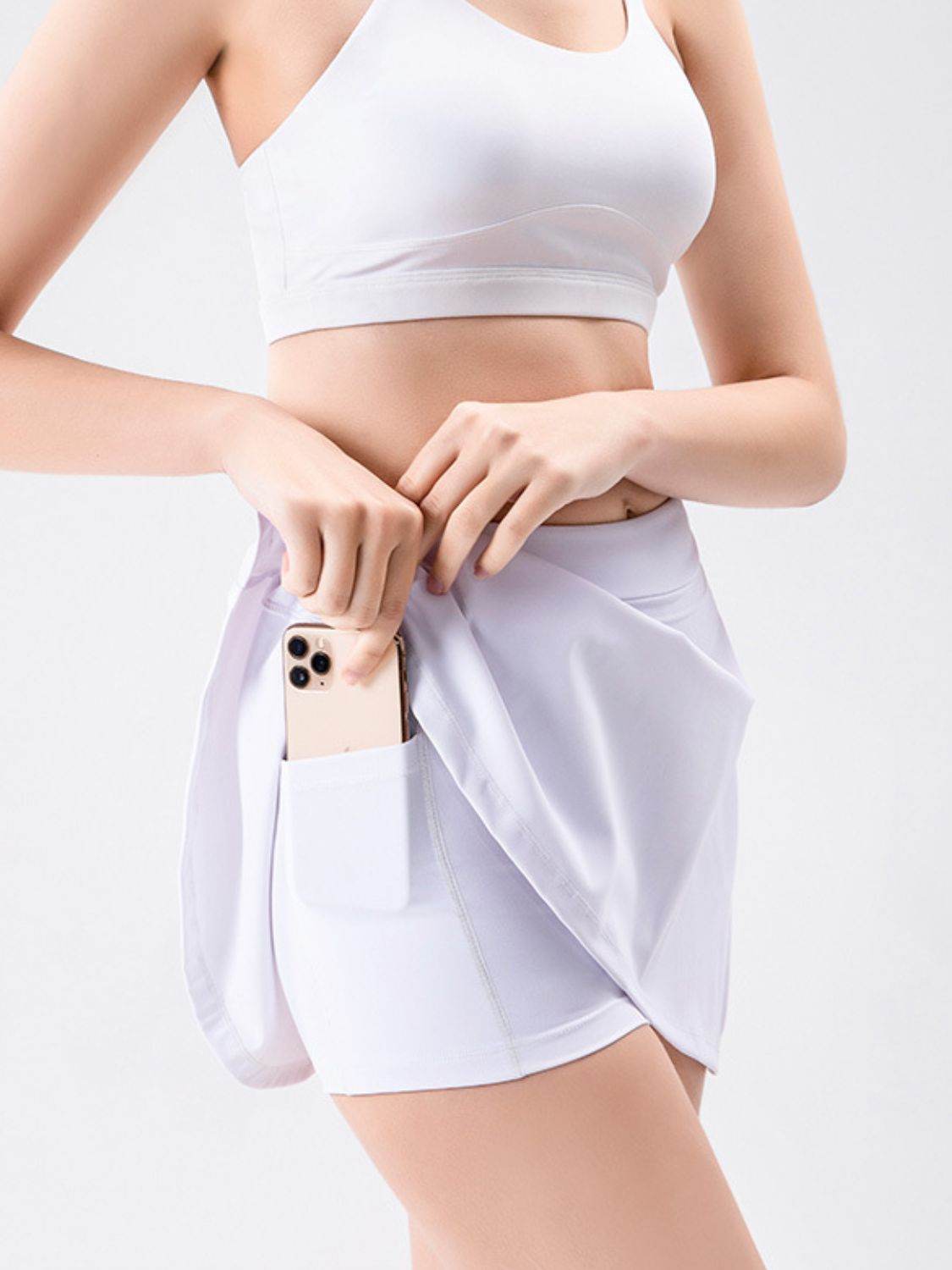 High Waist Active Skort with Pockets - Hovatok
