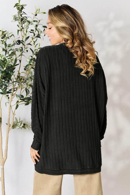 Basic Bae Full Size Ribbed Cocoon Cardigan - Hovatok