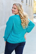 Basic Bae Full Size V-Neck Lantern Sleeve Top - Hovatok