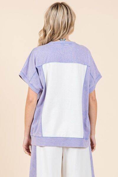 Mittoshop Oversized Color Block Short Sleeve T-Shirt - Hovatok