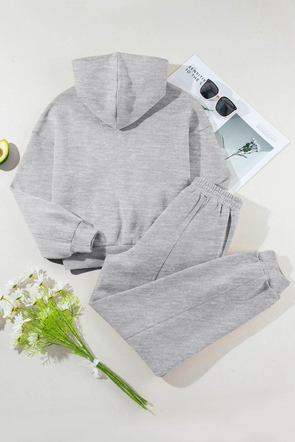 Dropped Shoulder Long Sleeve Hoodie and Pants Active Set - Hovatok