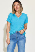 Basic Bae Full Size V-Neck High-Low T-Shirt - Hovatok