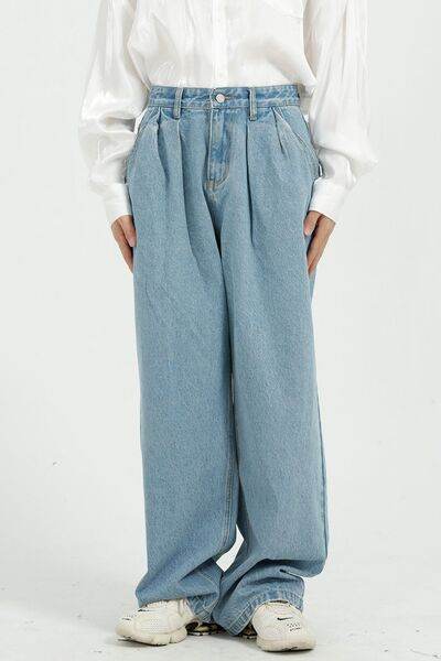 Wide Leg Jeans with Pockets - Hovatok