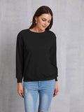 Round Neck Dropped Shoulder Sweatshirt - Hovatok