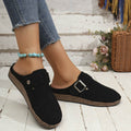 Suede Round Toe Buckle Slip-Ons - Hovatok