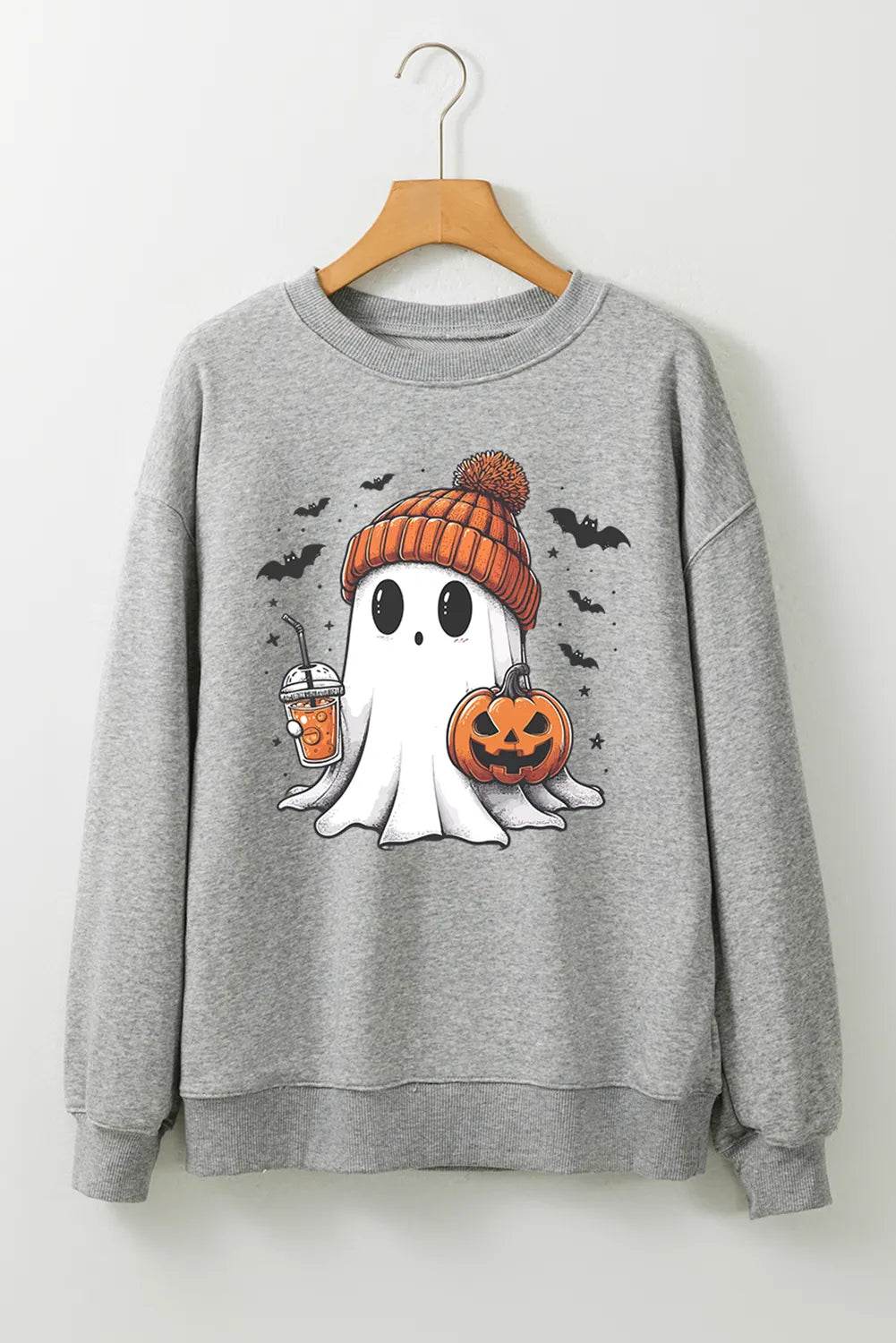 Ghost Round Neck Long Sleeve Sweatshirt - Hovatok