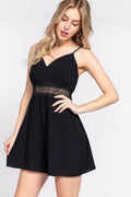 ACTIVE BASIC Waist Lace Trim Cami Romper - Hovatok