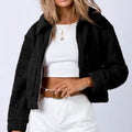 Long Sleeve Collared Neck Sherpa Jacket - Hovatok