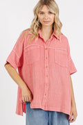 Mittoshop Mineral Wash Gauze Oversized Short Sleeve Shirt - Hovatok