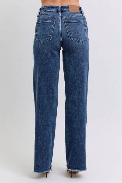 Judy Blue Full Size Raw Hem Mid Rise Jeans - Hovatok