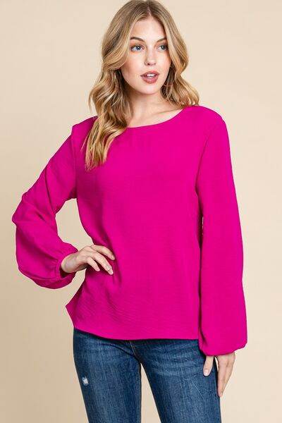 BOMBOM Textured Balloon Sleeve Top - Hovatok