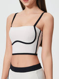 Millennia Contrast Trim Square Neck Active Cami with Detachable Chest Pads - Hovatok