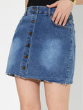 Pocketed Button Up Denim Skirt - Hovatok