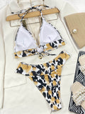 Animal Print Halter Neck Bikini Set - Hovatok