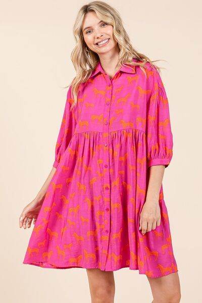 Mittoshop Zebra Print Button Down Shirt Mini Dress - Hovatok