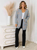 Angel Wings Star Pattern Open Front Cardigan with Pockets - Hovatok