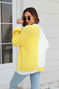 Angel Wings Open Front Contrast Color Balloon Sleeve Cardigan - Hovatok