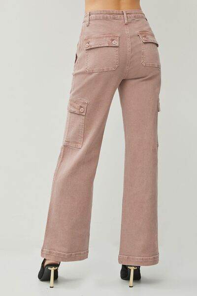 RISEN Full Size High Rise Wide Leg Cargo Jeans - Hovatok