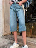 High Waist Denim Shorts with Pockets - Hovatok