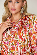 Double Take Full Size Printed Button Up Long Sleeve Shirt - Hovatok