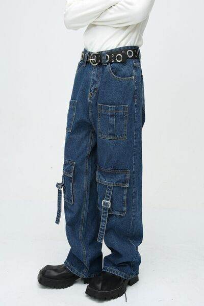 Mid Rise Men's Jeans with Cargo Pockets - Hovatok