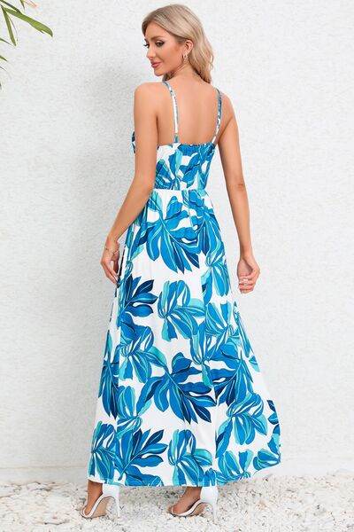Printed Surplice Maxi Cami Dress - Hovatok