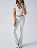 Devine Short Sleeve Top and Bootcut Legging Set - Hovatok
