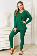 Zenana Lazy Days Full Size Long Sleeve Top and Leggings Set - Hovatok