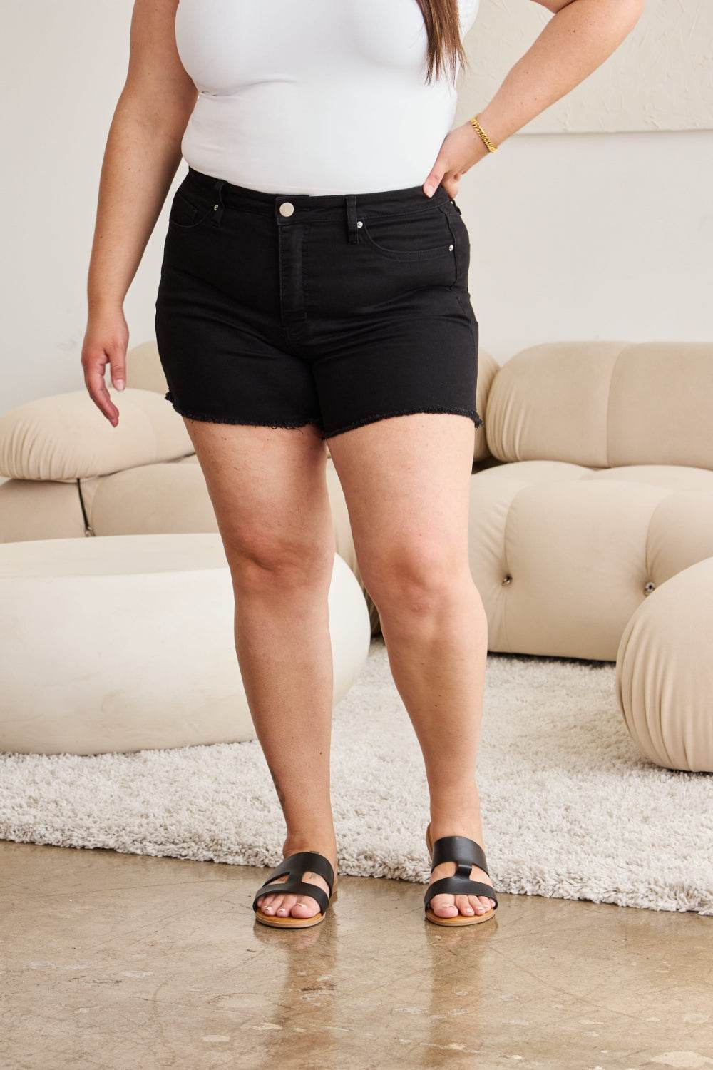 RFM Full Size Tummy Control High Waist Denim Shorts - Hovatok